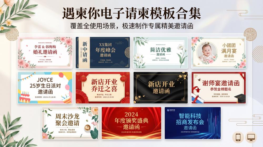 生日寿宴电子请帖不用愁！一站式高效制作，小白也能上手